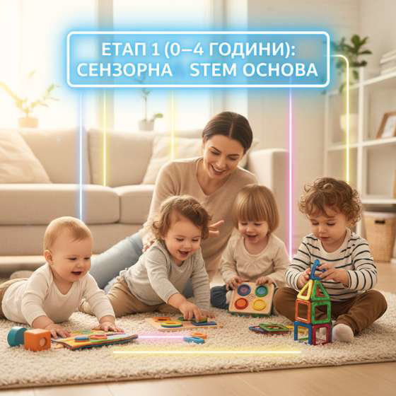 Етап 1: сензорна STEM основа 0 до 4 години