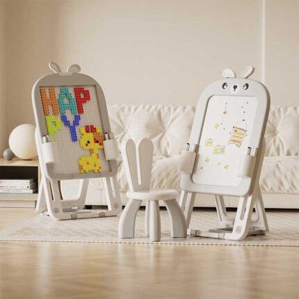Детска дъска за рисуване 3 в 1 сиво зайче, Feelkids