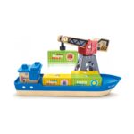Комплект за игра Товарен кораб и кран 6 части, Hape – снимка 10 от 10