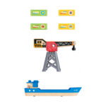 Комплект за игра Товарен кораб и кран 6 части, Hape – снимка 9 от 10