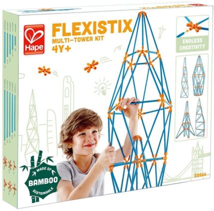Бамбуков конструктор Flexistix кули 132 части, Hape
