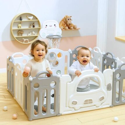 Бебешка ограда с активности сива кола, Feelkids