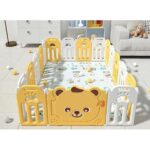 Сгъваема бебешка ограда Sunny Bear жълто бяла, Feelkids - Image 3