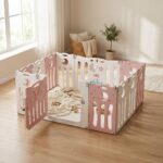 Бебешка ограда за игра розово бухалче, Feelkids - Image 6