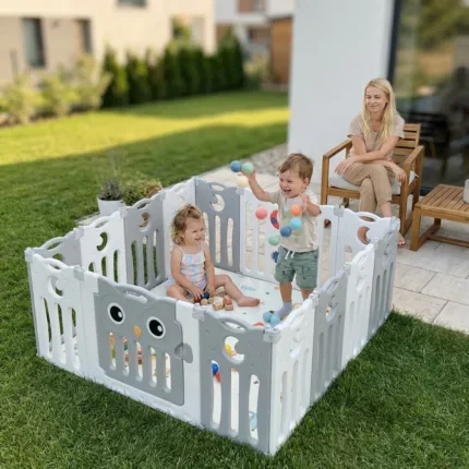 Бебешка ограда за игра сиво бухалче, Feelkids