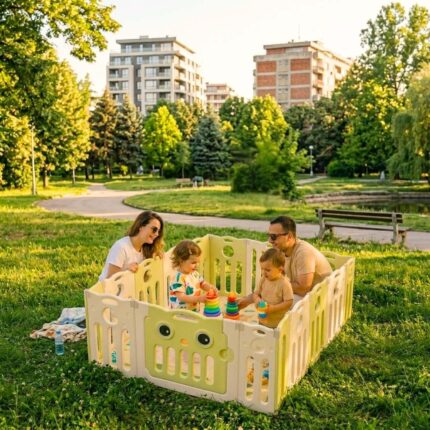 Бебешка ограда за игра зелено бухалче, Feelkids