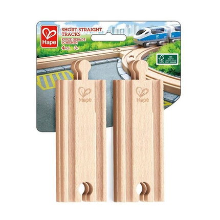 Дървен комплект железопътна права релса, 4 броя, Hape