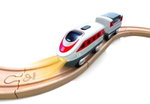 Дървен комплект Междуградски влак Червен, Hape - Image 2