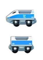 Дървен комплект Междуградски влак Син, Hape - Image 2