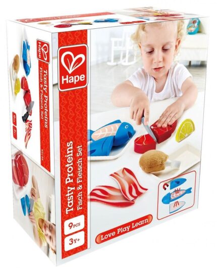 Дървен комплект Риба и месо 9 части, Hape