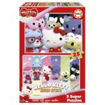 Дървен пъзел Hello Kitty Супер стил 2 в 1 Educa