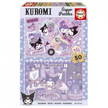 Дървен пъзел Kuromi 2 в 1, 2х25 части, Educa