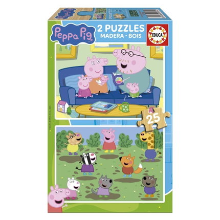 Дървен пъзел Peppa Pig, 2 x 25 части, Educa