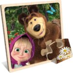 Дървен пъзел Маша и Мечока 9 части, Lisciani - Image 2