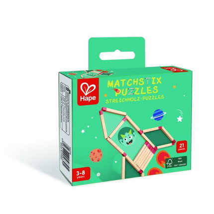 Дървен пъзел с кибритени клечки, 21 части, Hape