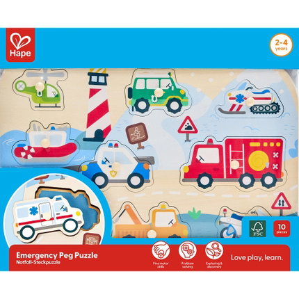 Дървен пъзел за игра Спешна помощ, 10 части, Hape