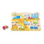 Дървен пъзел за игра Строителни машини, 10 части, Hape - Image 3