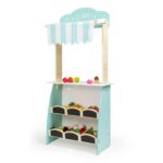 Дървена играчка Пазар и Кафе салон 2 в 1, 49 х 24 х 114 см, Eurekakids - Image 2