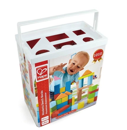 Дървени разноцветни кубчета, 101 части, Hape