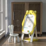 Детска дъска за рисуване и столче 2 в 1 жълто мече, Feelkids