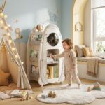 Детска библиотека за книги с въртящ се дизайн сива, Feelkids - Image 2