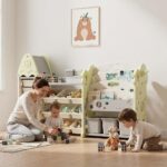 Детска етажерка за играчки с 17 отделения и кутии зелена, Feelkids - Image 5
