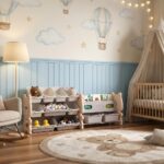 Детска етажерка за играчки Мече с кошници и рафтове розова, Feelkids - Image 3