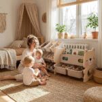 Детска етажерка за играчки Мече с кошници и рафтове розова, Feelkids - Image 2