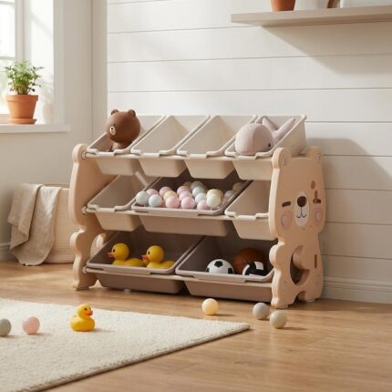 Детска етажерка за играчки розово мече, Feelkids