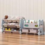Детска етажерка за играчки Мече с кошници и рафтове синя, Feelkids - Image 4