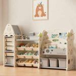 Детска етажерка за играчки с 17 отделения и кутии бяла, Feelkids - Image 5