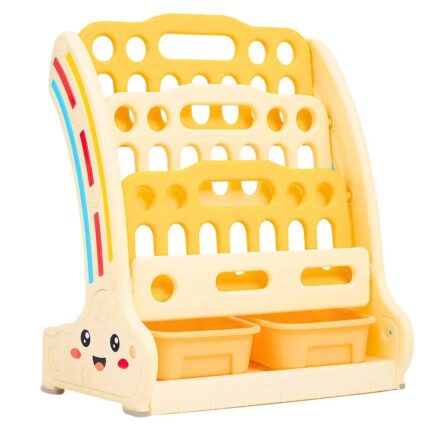 Детска етажерка за играчки и книги жълта, Feelkids