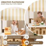 Детска къща за игра с баскетболен кош и масичка кафява, Feelkids - Image 5