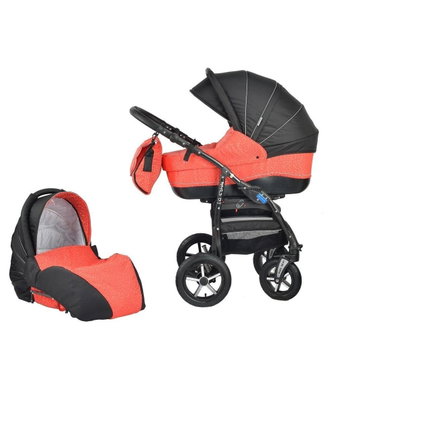 Детска количка Zipy 2 в 1, черно-червена, Baby Merc