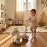 Детско конче за яздене с дръжка 3 в 1 сиво, Feelkids
