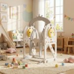 Детска люлка с баскетболен кош за вкъщи 2 в 1 сива, Feelkids - Image 2