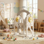 Детска люлка с баскетболен кош за вкъщи 2 в 1 сива, Feelkids - Image 4