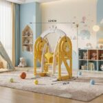 Детска люлка с баскетболен кош за вкъщи 2 в 1 жълта, Feelkids - Image 5