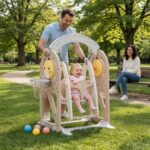 Детска люлка с баскетболен кош за вкъщи 2 в 1 кафява, Feelkids - Image 2
