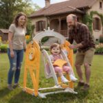 Детска люлка с баскетболен кош за вкъщи 2 в 1 жълта, Feelkids - Image 2