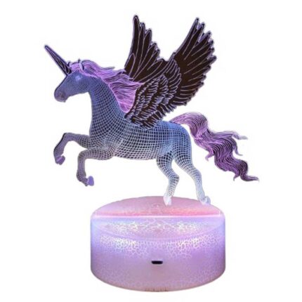 3D LED лампа Крилат еднорог 20 см, Robetoy