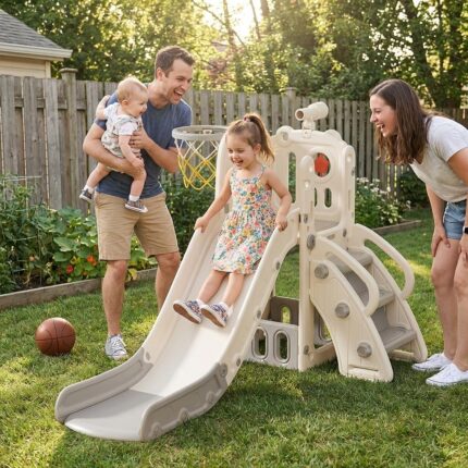Детска пързалка 3 в 1 сиво мече, Feelkids