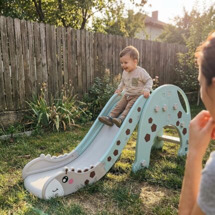 Детска пързалка Жираф 170 см зелена, Feelkids