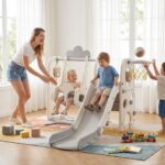 Детска пластмасова пързалка 3 в 1 сиво мече, Feelkids - Image 2