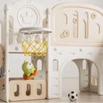 Детски център с пързалка люлка и катерушка 11 в 1 кафяв, Feelkids - Image 6