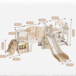 Детски център с пързалка люлка и катерушка 11 в 1 кафяв, Feelkids - Image 9