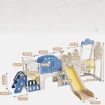 Детски център с пързалка люлка и катерушка 11 в 1 син, Feelkids - Image 12