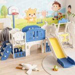 Детски център с пързалка люлка и катерушка 11 в 1 син, Feelkids - Image 2