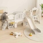 Детски център с пързалка люлка и катерушка 11 в 1 сив, Feelkids - Image 3