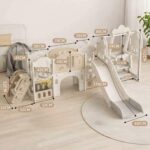 Детски център с пързалка люлка и катерушка 11 в 1 сив, Feelkids - Image 5